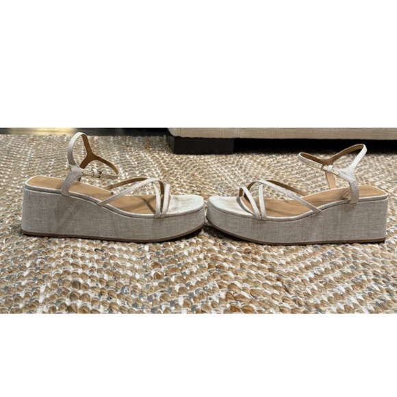 Reformation - Platform Wedge Sandals – Oatmeal Linen (Size 39 / US 8.5) - Picture 5 of 14